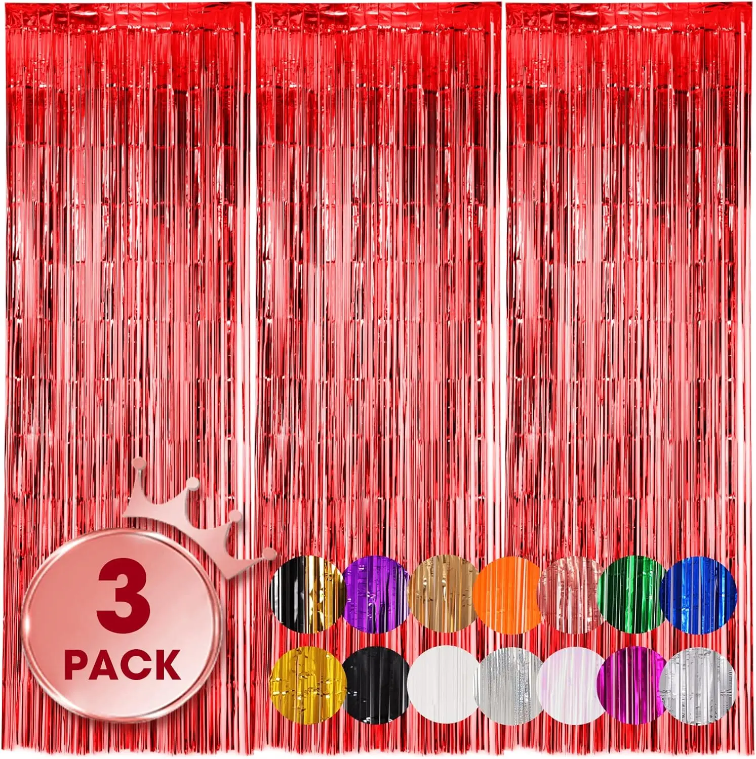 3pack Red Tassel Background Decoration Set Metallic Foil Tassel Curtain Background Suitable for  important scene
