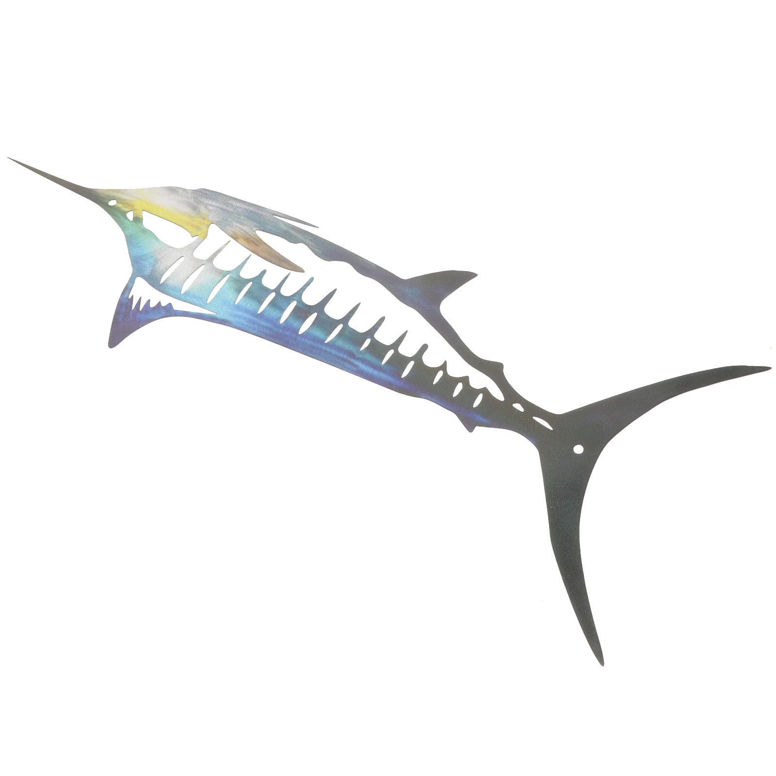 

Shark Pendant Fish Sculpture Wall Hanging Animals Iron Craft Decor Vibrant Color Design Durability Reliable Ornament Home