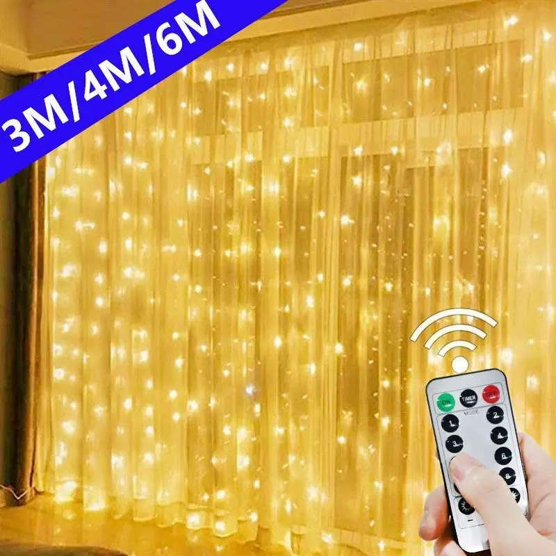 

USB Curtain String Lights Fairy Light 8 Modes Christmas Garland Light Home Bedroom Decor Holiday Christmas Valentine's Day Decor