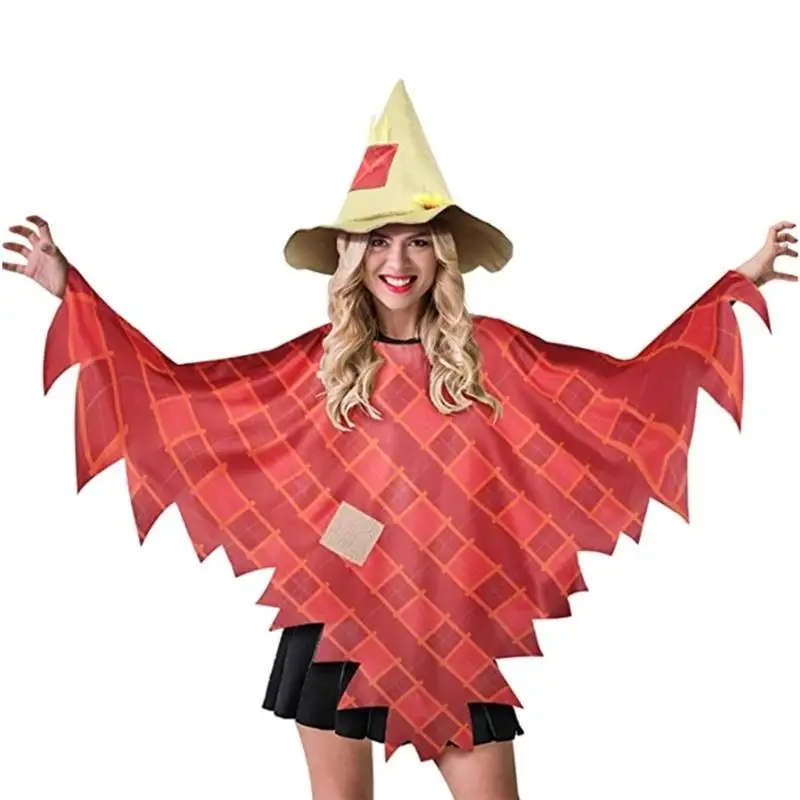 39BB Adult Scarecrow Cloak Women/Men Scarecrow Costume, Funny Scarecrow Cloak Costume Accessories Halloween Cosplay Prop