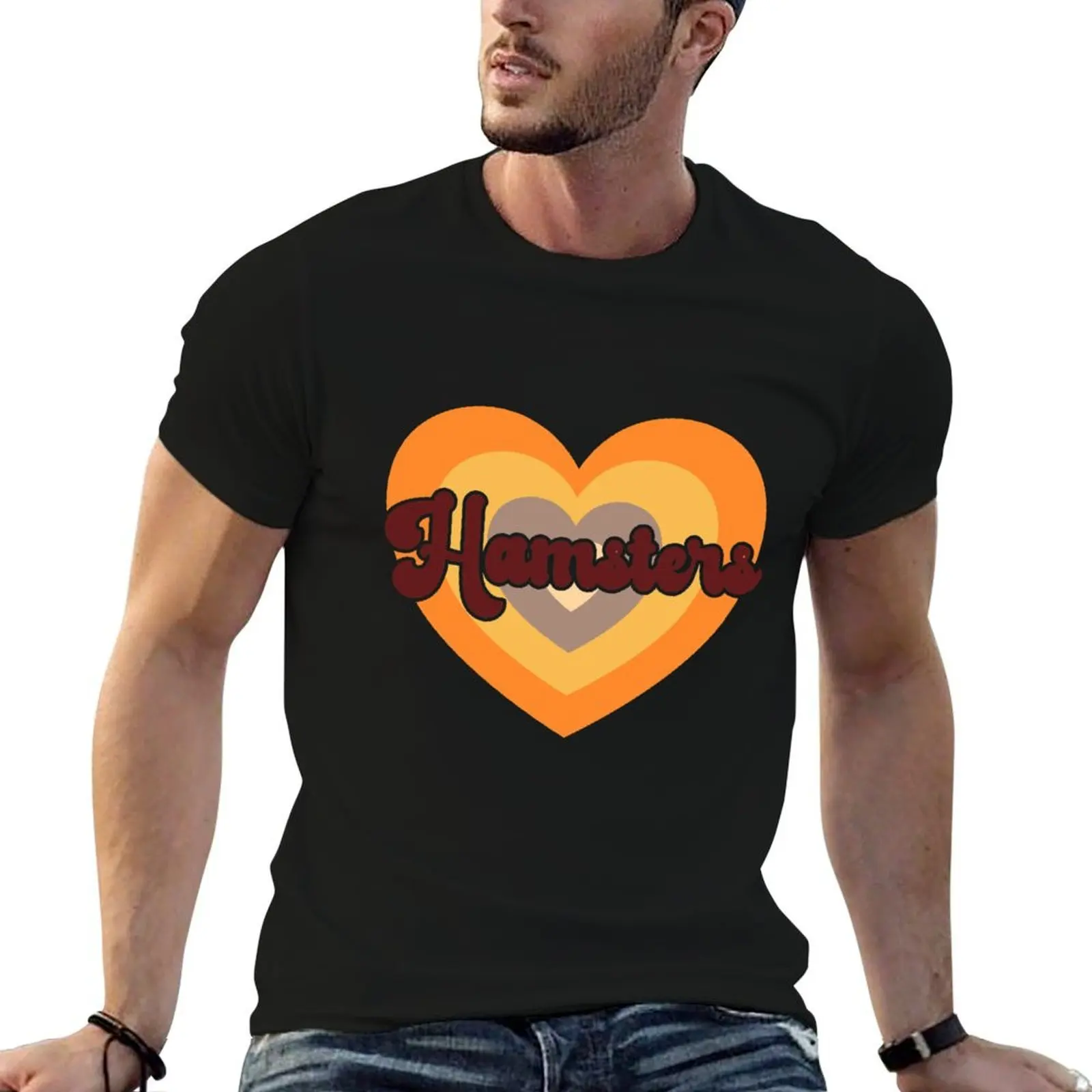 Retro Heart Hamster - Hamster Owner T-Shirt funny shirt cotton cotton man t-shirts cotton t shirt men