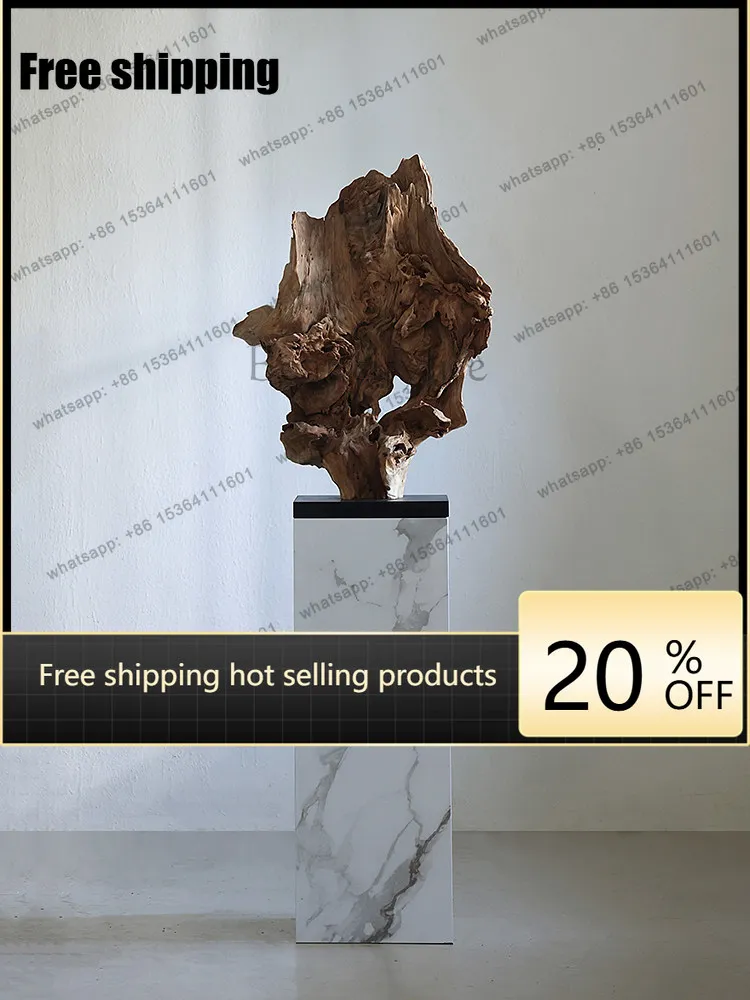 hot wabi-sabi wind dead wood sculpture modeling new Chinese desktop ornament weathered wood root carving floor ornament