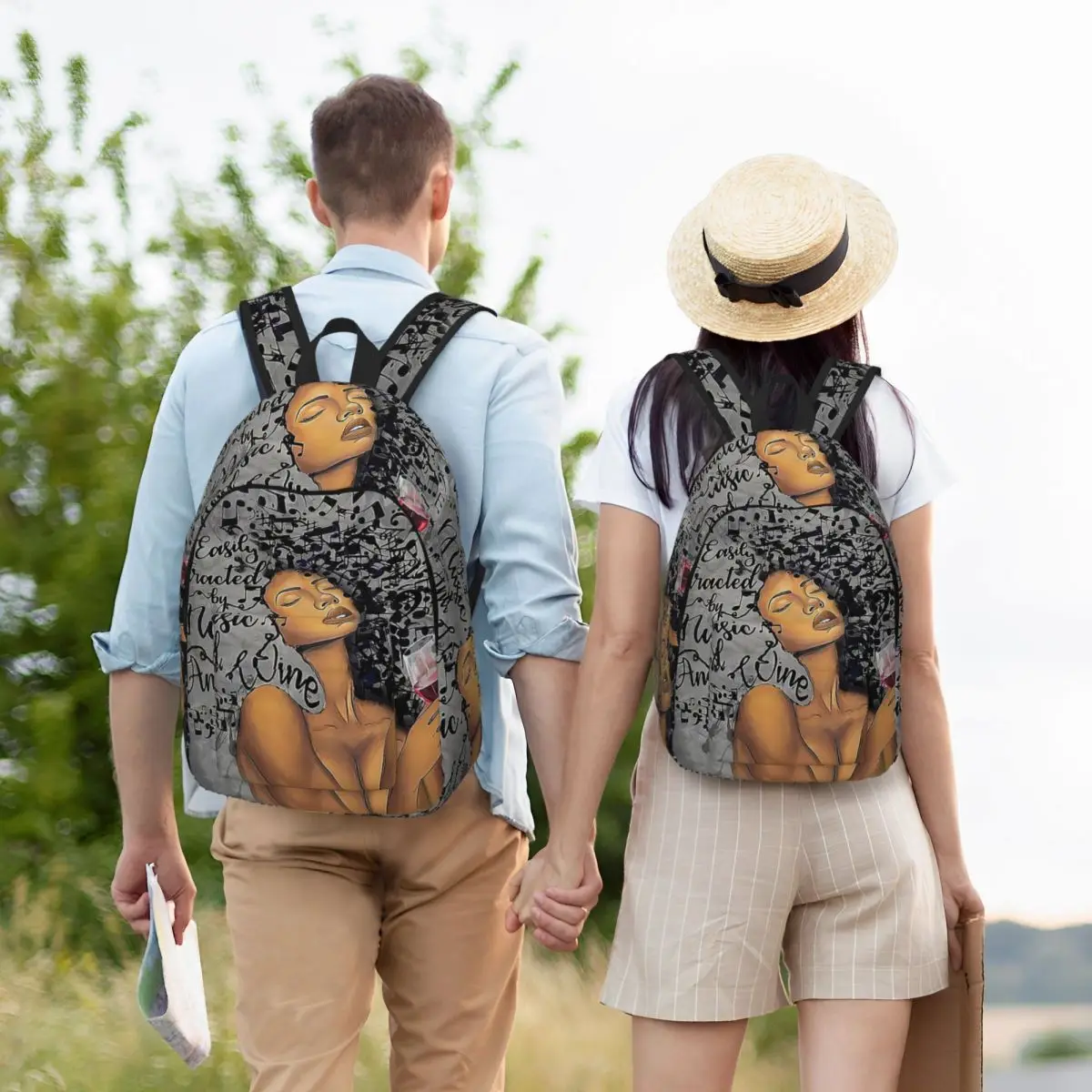 

African Woman Afro Fashion Girls Student Backpack School Bag Hiking Travel Daypack for Boys Girls Bookbag Shoulder Bags