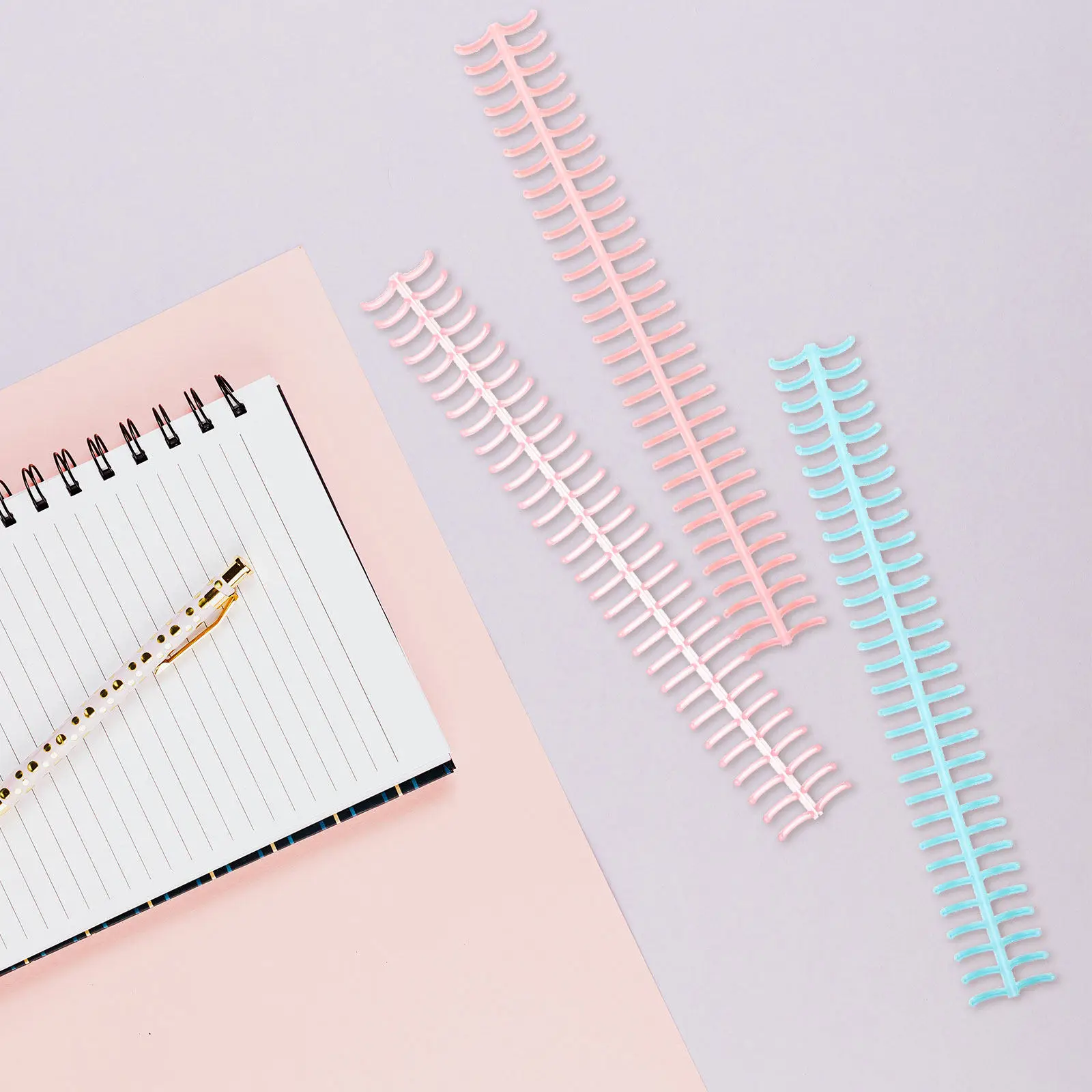 

12 шт. спиральных переплетных пружин для блокнотов, сегментированные пружины для переплета с отрывными листами, пластиковые пружины в ретро-стиле, для самостоятельного изготовления блокнотов