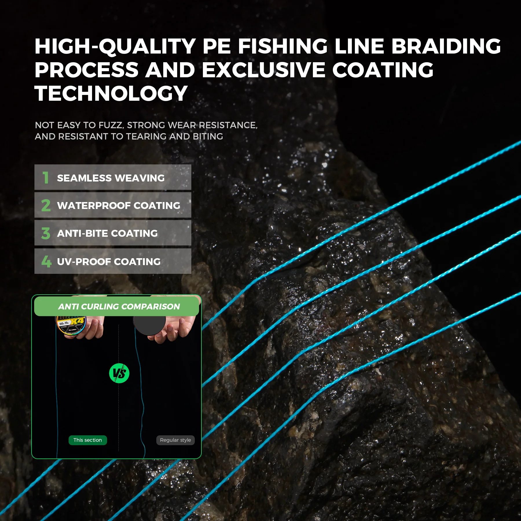 Línea de pesca trenzada PE 4 hebras con alta resistencia 12lb–100lb - imagen 5