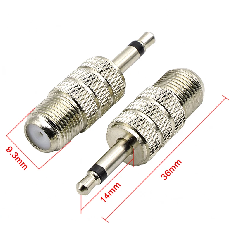 5Pcs/lot F Female Head to 3.5mm Mono Male Plug Adapter RF Coaxial Connector 75 ohms FM Radio TV Antenna Signal Converter
