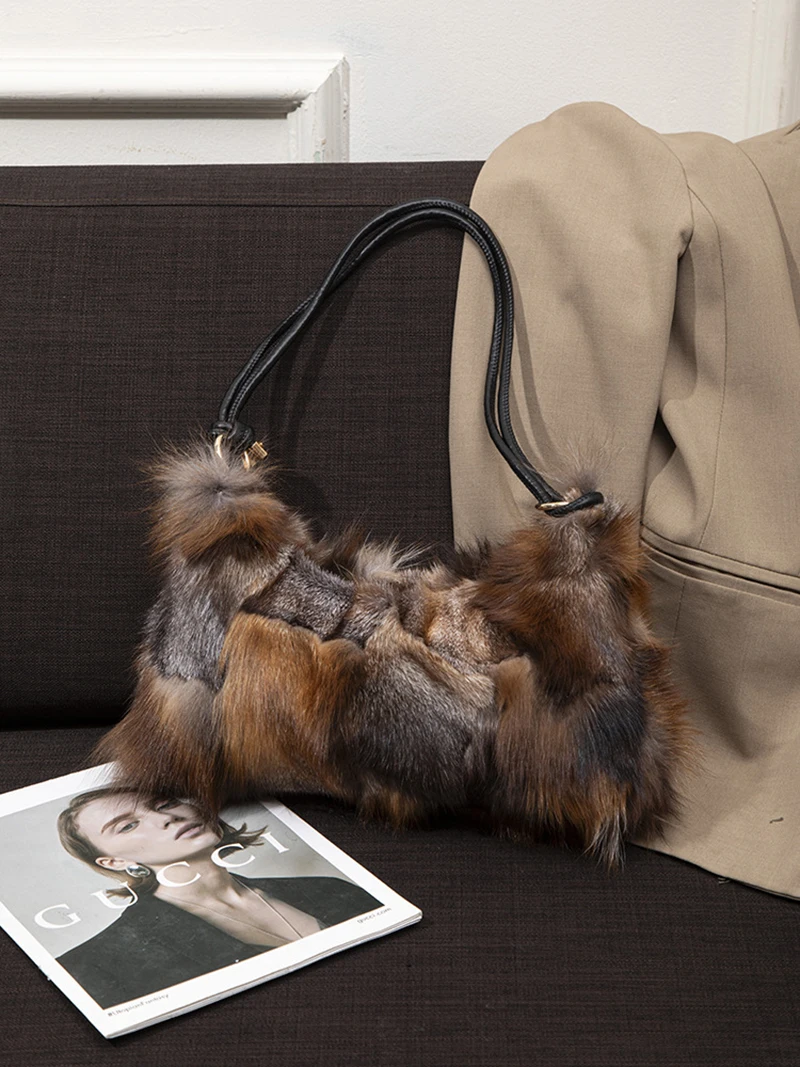 

Модная сумка из искусственного меха с плюшевой сумкой, женская осенне-зимняя сумка, однотонная сумка на плечо большой емкости на молнии