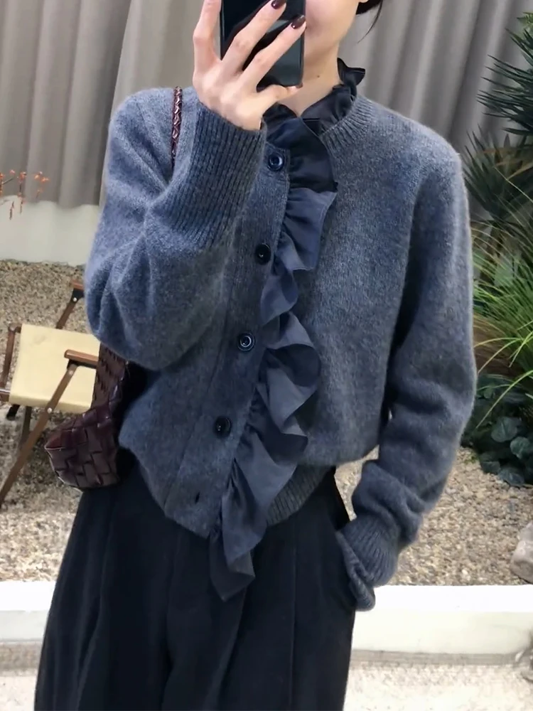 

Мягкий и очаровательный повседневный свитер из трикотажа в корейском стиле для осени и зимы, с круглым вырезом, для работы и отдыха.