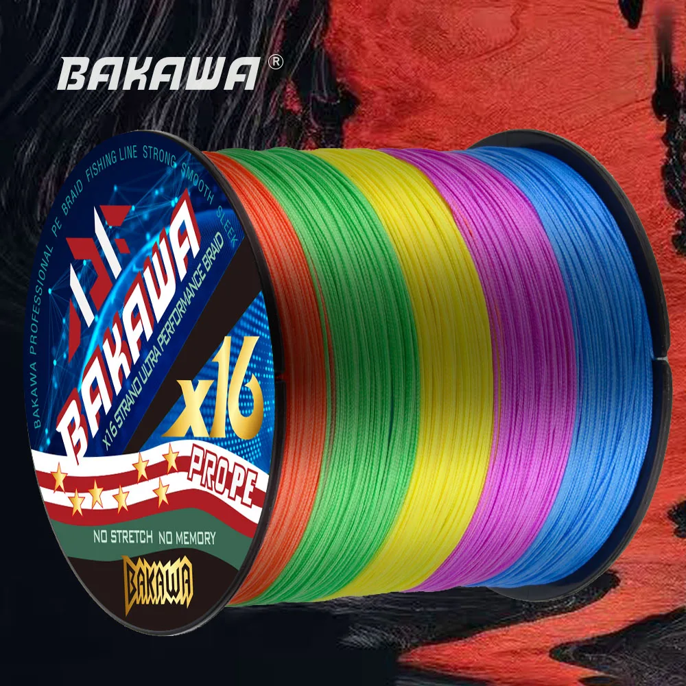 BAKAWA X16 خيط صنارة الصيد 300 متر 16 السواحل مضفر خيط صنارة الصيد متعدد الفتيل خط البولي ايثيلين ل ​ ملحقات صيد سمك الشبوط