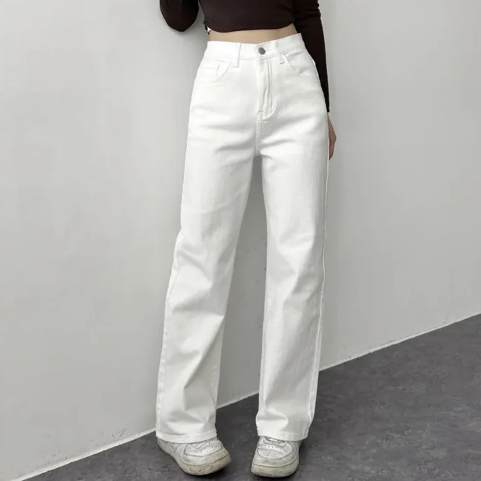 

High Waist Draping Loose Straight Leg Floor Length Pants Korean Style Chic Versatile Summer New Arrival Women's Jeans