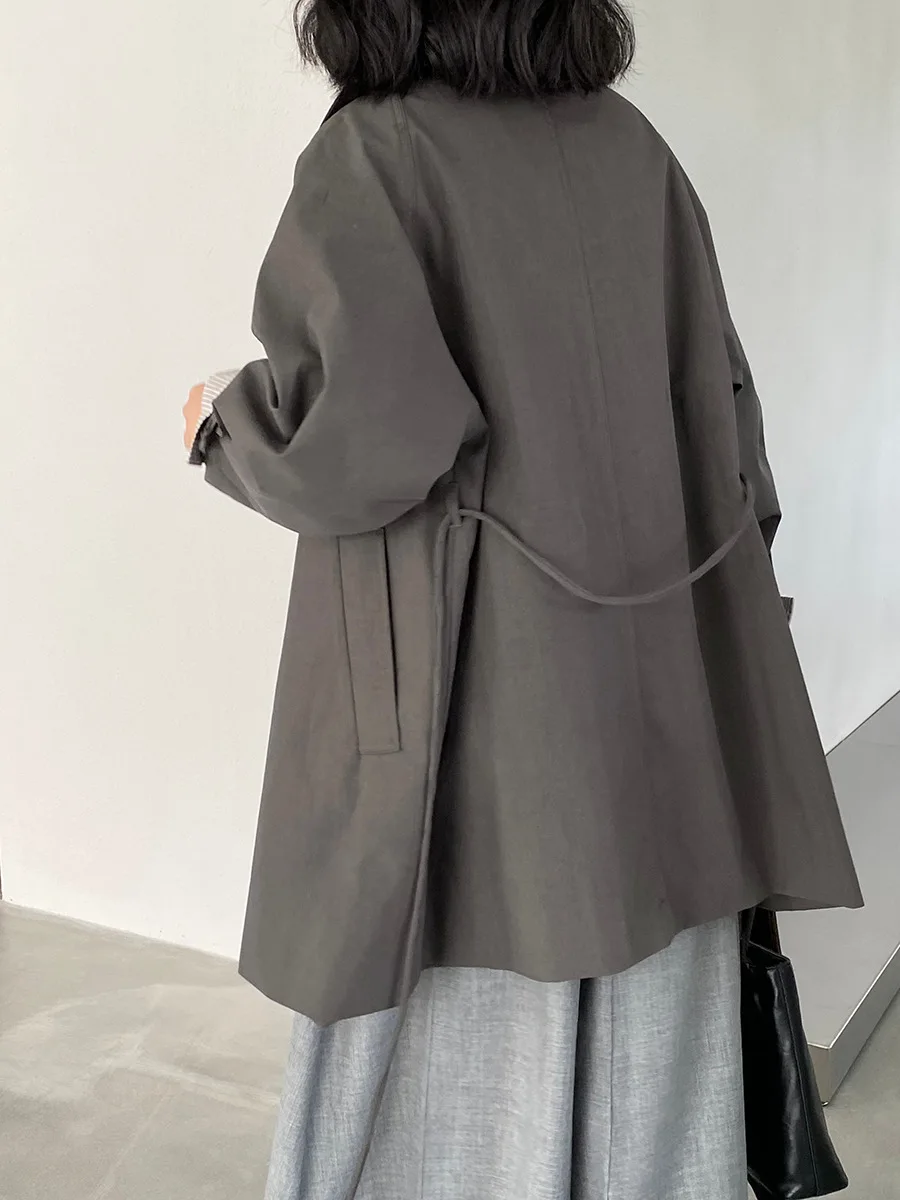 مزاجه النمط البريطاني سترة واقية الرجعية الدانتيل متابعة الخصر المرأة معطف التلبيب تصميم سترة واقية سترة فضفاضة وبسيطة #3