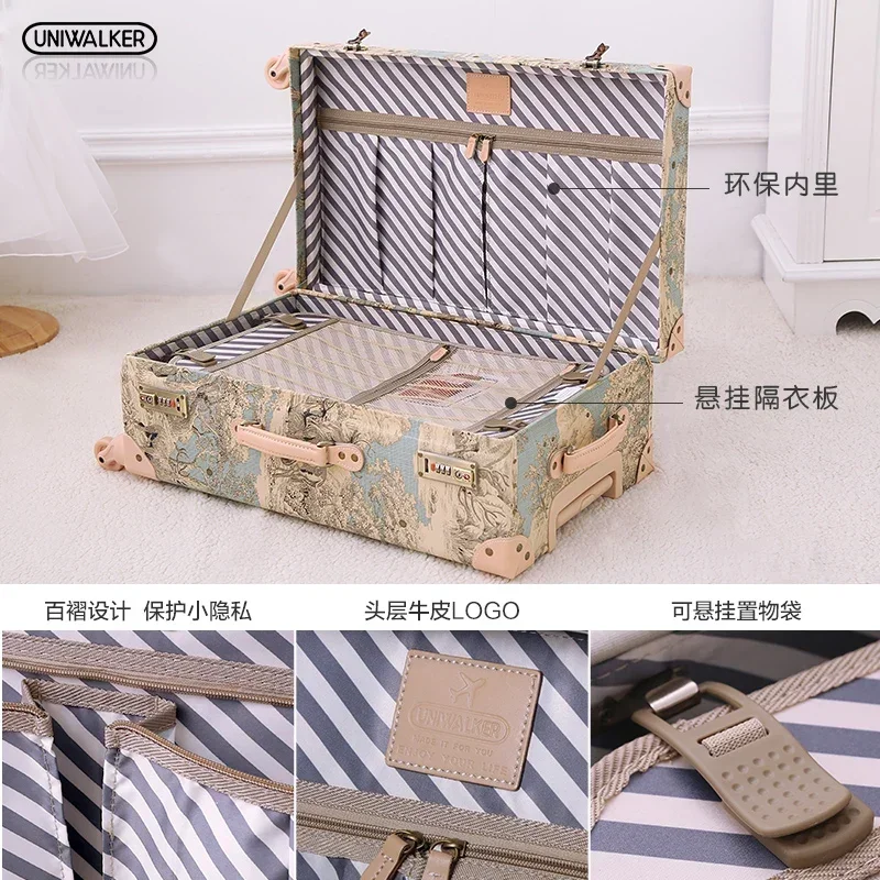 Korean version retro suitcase small fresh suitcase universal wheel trolley case women's 24-inch 26 suitcase