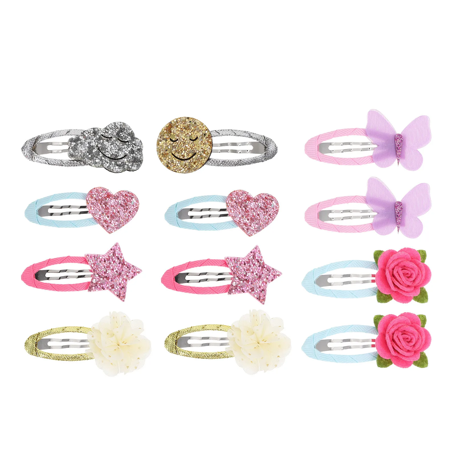 

12Pcs Girls Hair Clips Cute Pink Hairclips Trendy Hair Barrettes for Children Festival School Home Party Use Kids Hairpin