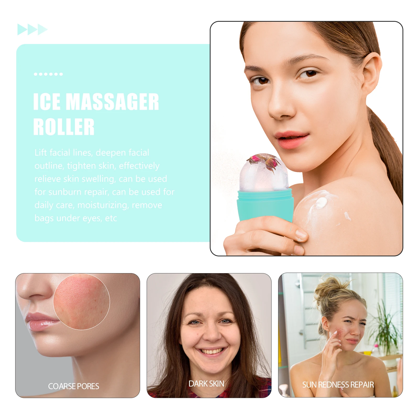 

Face Ice Lattice Roller Reusable Cooling Massage Tool for Facial Skin Tightening Dark Circles Pain Relief