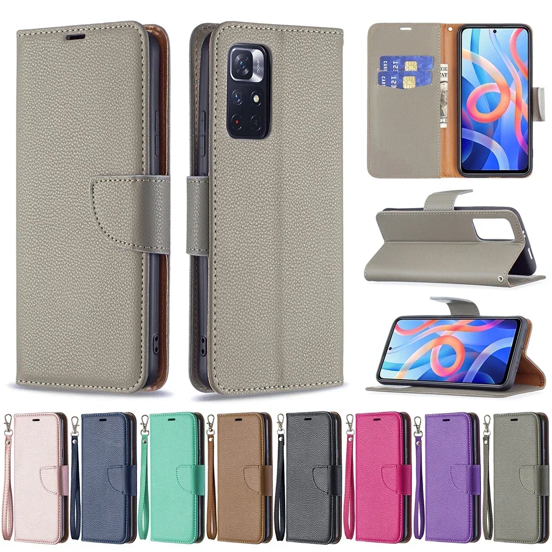 37*Solid color Lychee Leather Case Flip Anti-fall Wallet Phone Case for Xiaomi13 CIVI2 LITE Redmi10X 4G/5G NOTE8/8T/9/9S Pro Max