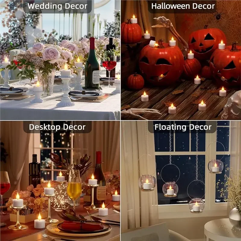 Tea Lights Candles Rechargeable Flameless LED Flickering 12Pc Battery Operated Votive Tealight Candles
