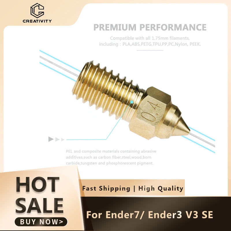 فوهة لـ Ender 3 V3 SE فوهة عنكبوت نحاسية مطلية بالنحاس 0.4 مم/0.6 مم درجة حرارة عالية لـ Ender7 Ender5 S1 #1