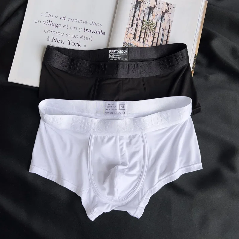 3pcs/lot men\'s underwear men\'s summer thin Modal breathable flat angle pure white trendy youth boxer shorts