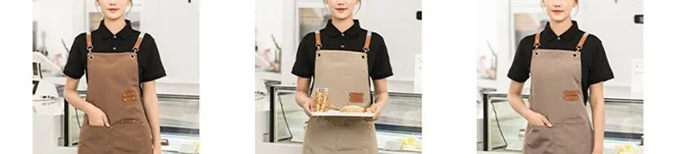 Wasserdichte Küchenschürze, professionelle Küchenschürze, Restaurant, Geschäft, Kellner, Arbeitsuniform, Damen/Herren, mit Taschen, Reinigungsschürze – Detail 3
