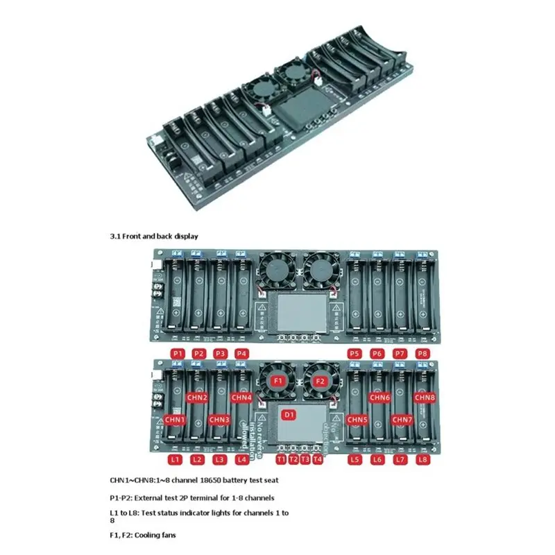 N91R-Battery Capacity Tester 8 Channel 18650 Battery Internal Resistance Tester+ 21700 Holder
