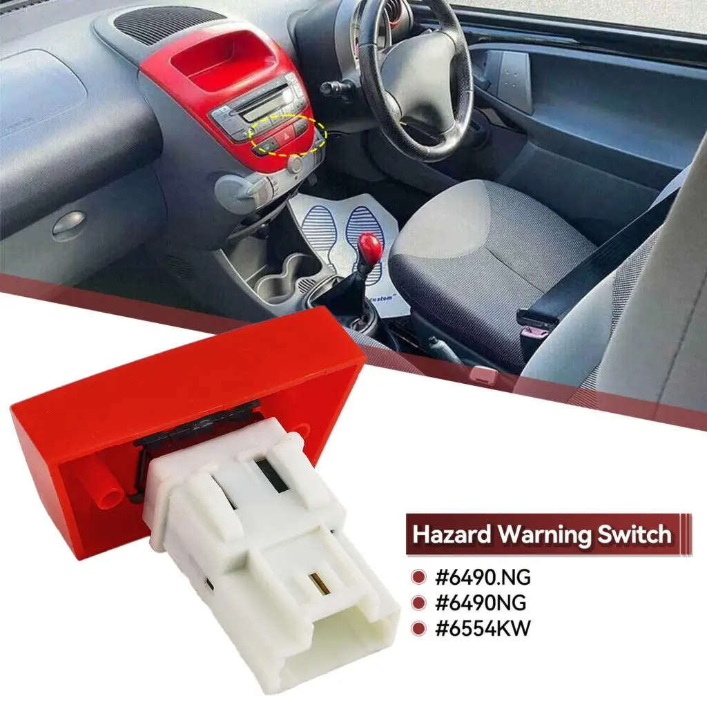 Car Warning Hazard Indicator Light Emergency Control Button Lamp Switch Parts 6490.NG for Citroen C1 Peugeot 107 Toyota Aygo Mk1