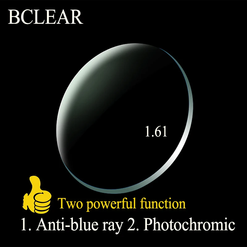 BCLEAR 1.61 Aspheric Prescription Anti-blue Computer Photochromic Lenses Sunglass Lens Chameleon Gray Brown Myopia Astigmatism