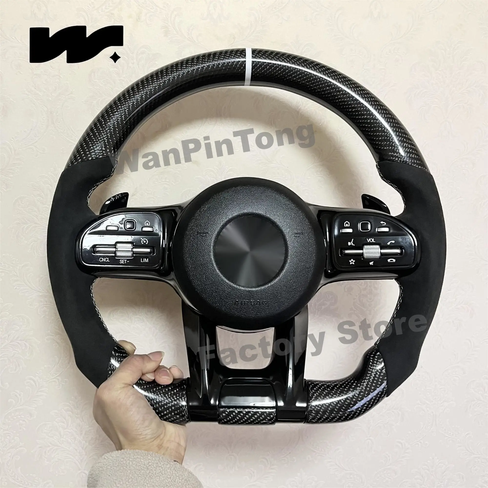 For AMG Steering Wheel for Mercedes-Benz A/B/C/E/S Class GRA GLB GLC GLE GLS 05-24 Universal steering wheel for all models