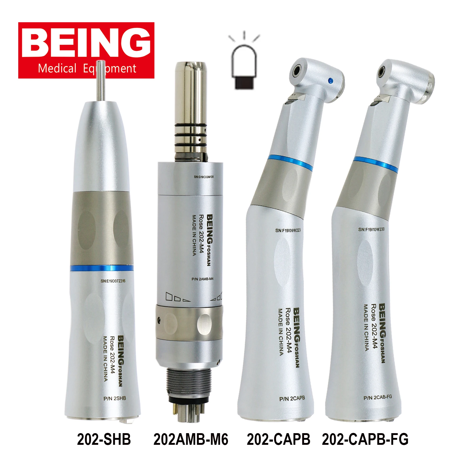 

BEING Dental LED Fiber Optic Low Slow Speed Inner Water Straight Nose Cone Air Motor 6Holes Contra Angle Handpiece Fit KAVO NSK