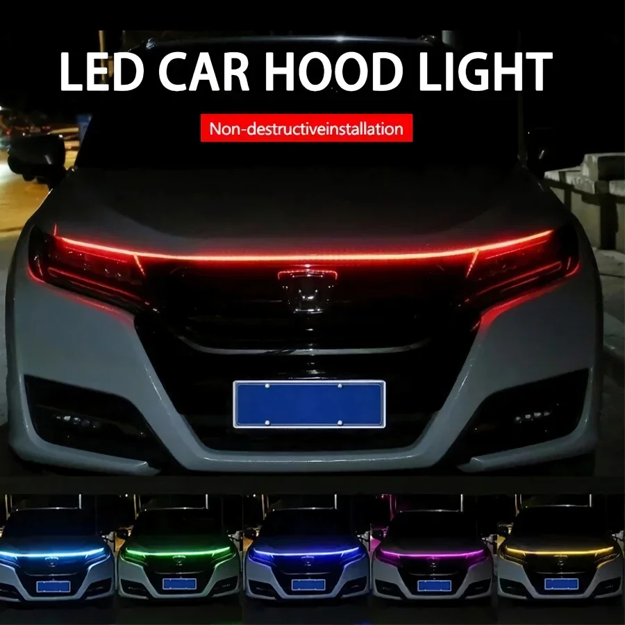 Scan Starting LED Car Hood Light Flexible Waterproof Strips For Car Universal Auto Headlight Dynamic Daytime Running Lights 12V