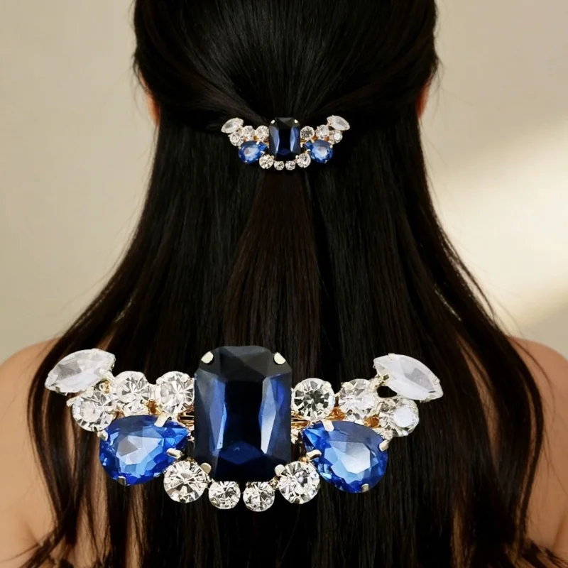 

Fashion Rhinestone Hair Clip Small Spring Women's High-End Feel Half-Tie Hair Accessory Straight Hair Clip