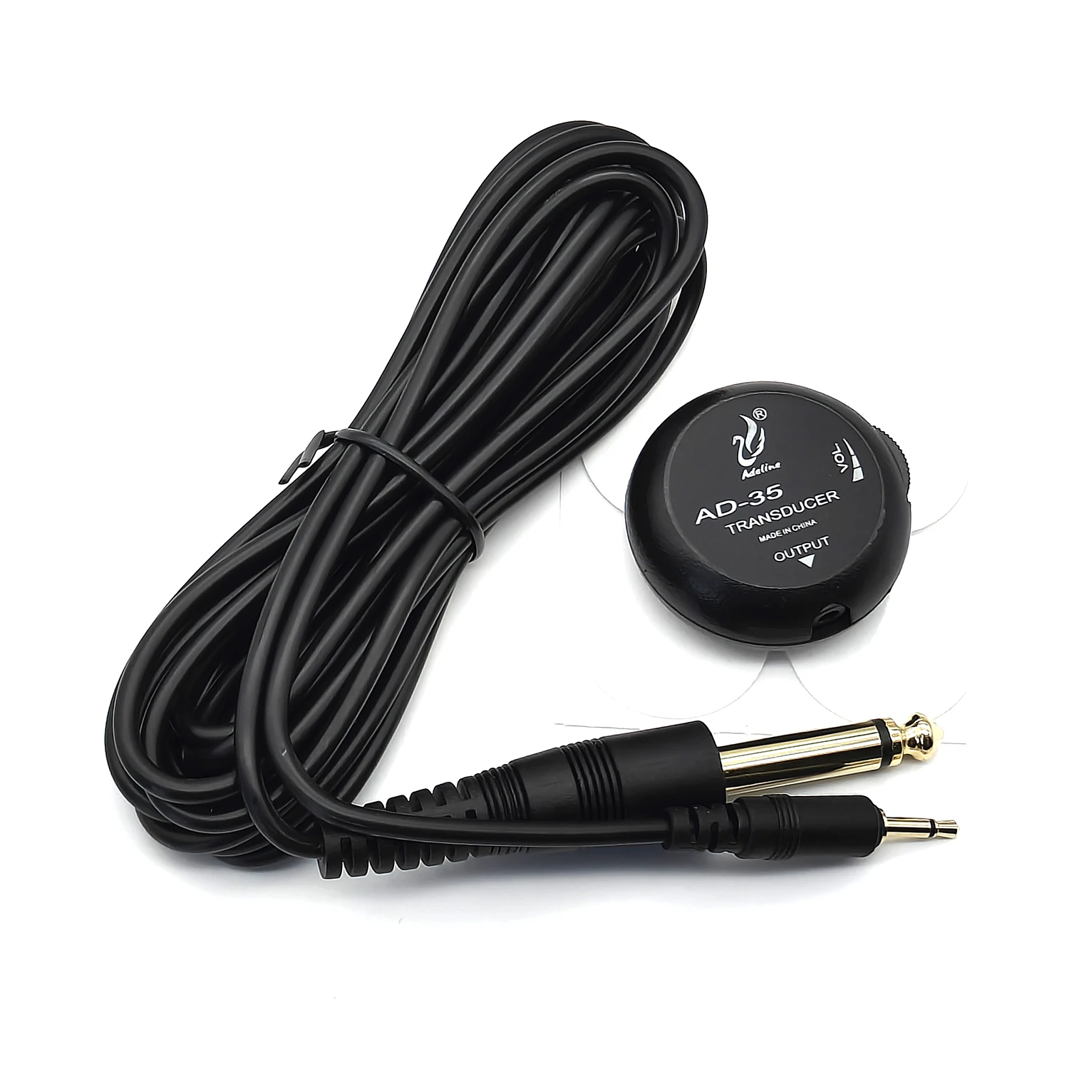 AD-35 Mini Piezo Pickup Contact Microphone Transducer with 3 Meters Cable Surface Pickup for Acoustic Classical Folk Guitar