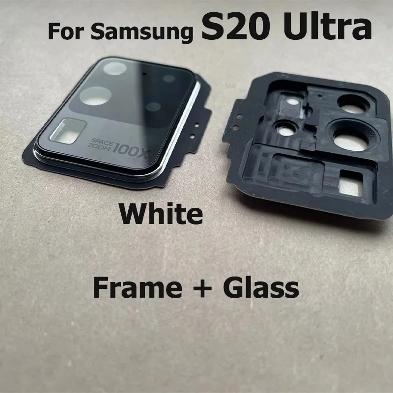 Back Rear Camera Glass Lens Cover With Frame Glue Adhesive Holder Replacement For Samsung Galaxy S20 Ultra SM-G988B/DS