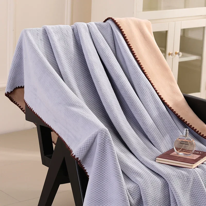 Solid color brocade full matte jacquard blanket soft and comfortable office nap skin-friendly blanket for all seasons