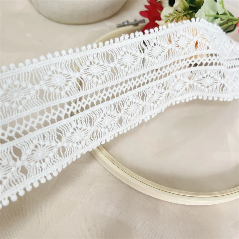 1 Yard Geometry Crocheted Cotton Lace Dots Cotton Lace Trim for DIY Sewing Baby Dress Garment trim Insert Blouse Trim