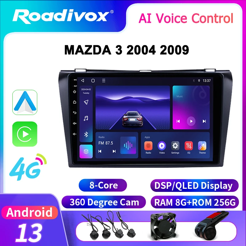 

Автомобильное радио Roadivox Android для MAZDA 3 2004 2009, GPS-навигация, видео, мультимедийный плеер, магнитофон, carplay