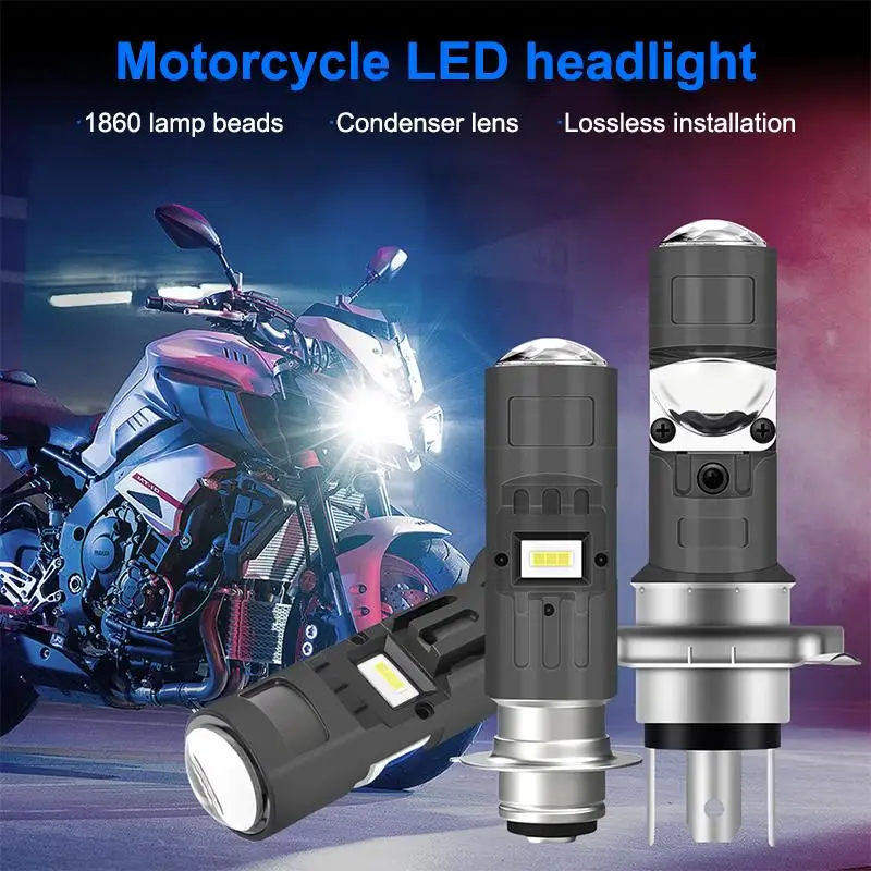 H4 LED Dual Color Motorcycle Headlight Hi Lo Beam for Enhanced Travel Safety P15D LED
