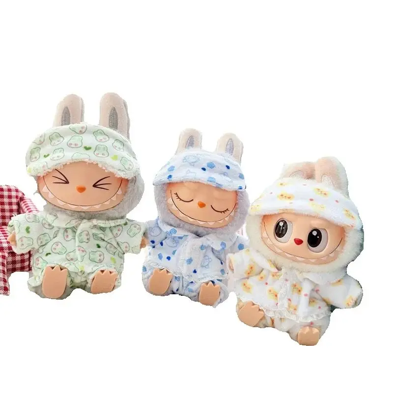 For Cute Labubu I II Dolls Clothes Eye Mask Pajamas Plush Doll Clothing Soft Toys Accessories