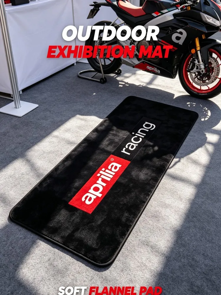 Długa flanelowa mata podłogowa z logo Aprilia Racing, miękka pluszowa antypoślizgowa mata do garażu motocyklowego, chłonna wodę, zmywalna, prostokątna.