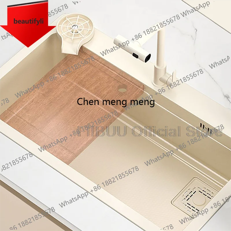 01A Multifunctional Kitchen Sink Large Single Bowl Stainless Steel Thickened Handmade Vegatable Basin Wash Cut Drain in One Full