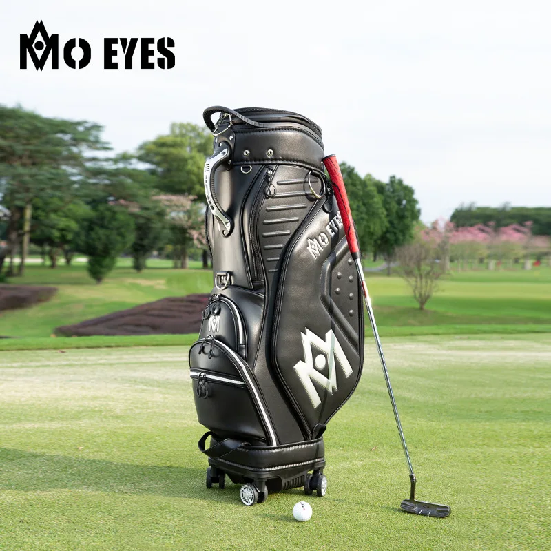 PGM MO EYES Golf Bag Mens Telescopic Standard 3D Embossed 4 Wheel Push Air Travel