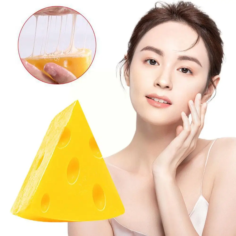 Cheese Soap Mite Removal Soap Cheese Anti-mite Soap Brushed Cleansing Special Design Brightening Soap for Women H8U5