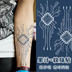 Circuit Board Herbal Tattoo Stickers for Woman Man Arm Temporary Tattoos Waterproof Cyberpunk Lasting Fake Tattoo Cosplay