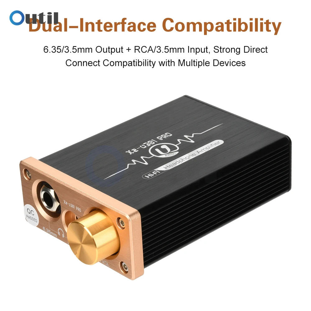 Mini amplificador de fone de ouvido Hi-Fi Xz-U301Pro Classe A Amplificador de mesa com alta potência 1500mW para fones de ouvido 18-600Ω Saídas de 6,35 mm / 3,5 mm