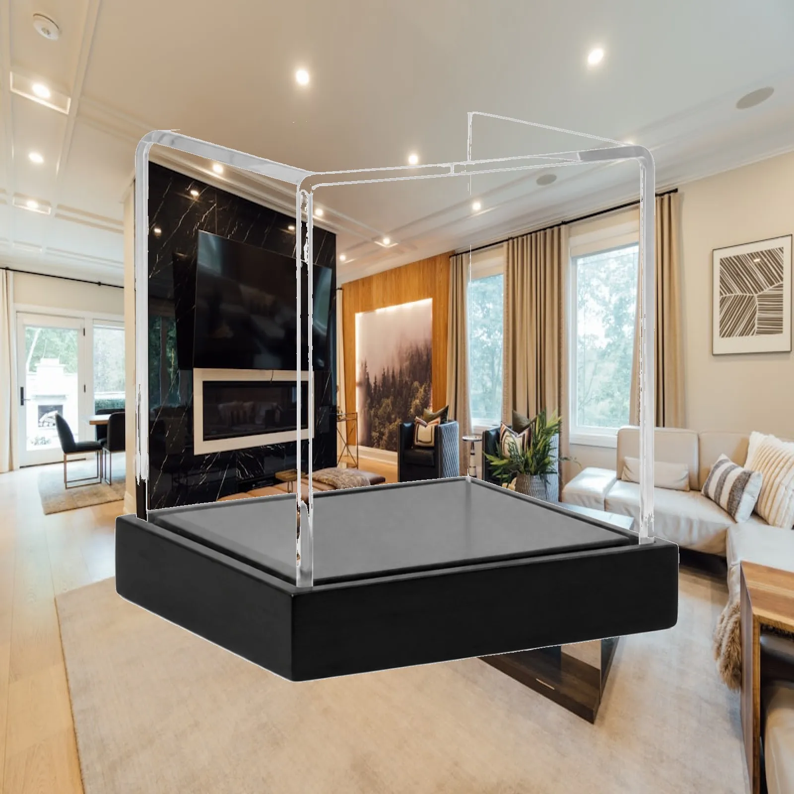 Acrylic Display Case with Stand Transparent Ball Display Cube Clear Acrylic Cube High Clarity Professional for Collectors, Shelf