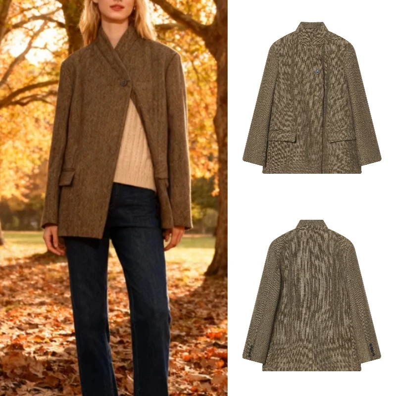 

Осень/зима, шерстяной пиджак с узором «елочка», новинка 2025 года, модный элегантный высококачественный мужской пиджак для деловой повседневной одежды