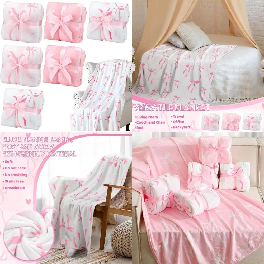 

Flannel Pink Throw Blanket - 40x60 Sleepover, Aesthetic Decor, Lightweight, Plush for Sofa, Couch, Travel, Bed, Christmas (Pink