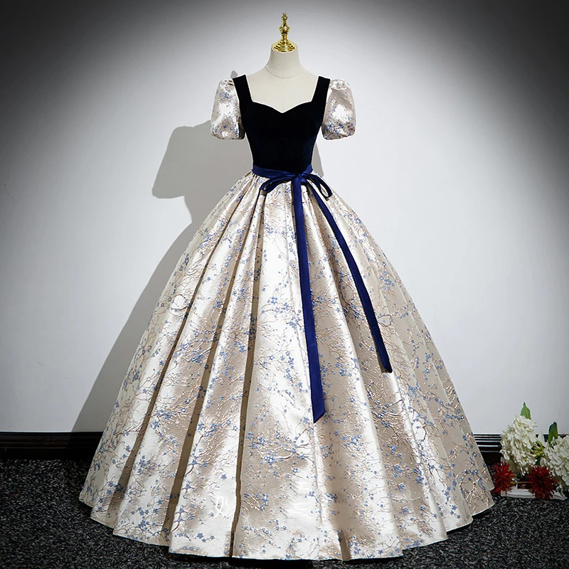 

Vintage Female Cheongsam Qipao Evening Party Dress Temperament Jacquard Satin Velvet Banquet Dress Stage Performance Costume