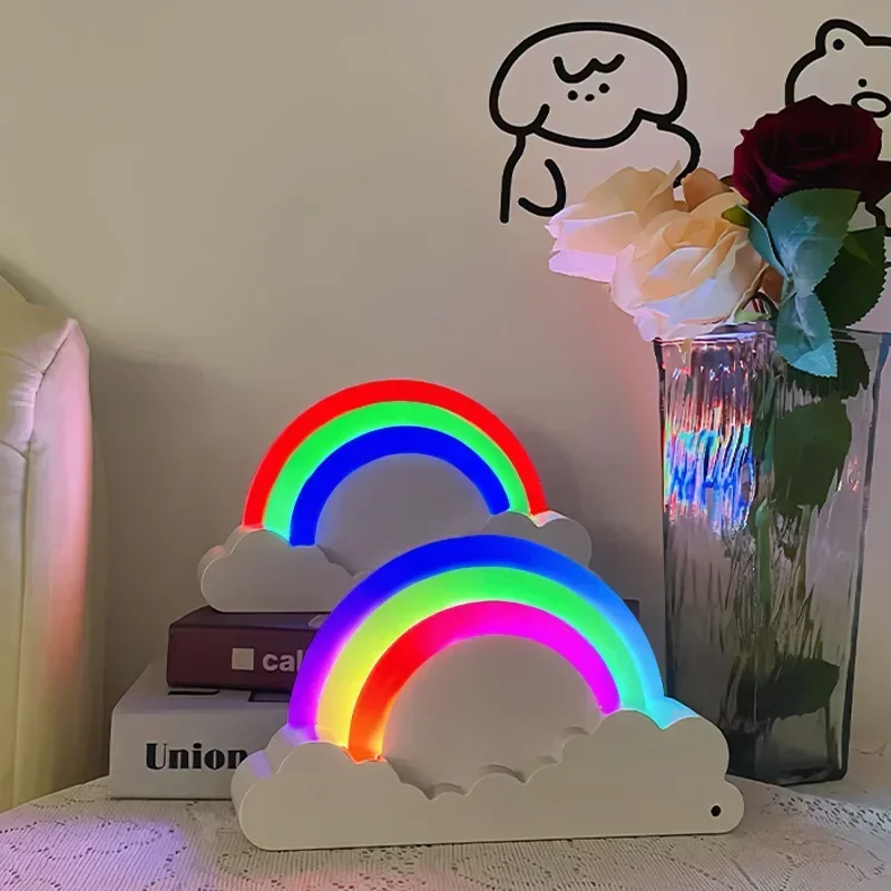 

LED Rainbow Light Romantic Dream Bedside Lamp Ornament Gift Night Light Atmosphere Light Girl Gift Table Lamps for Bedroom