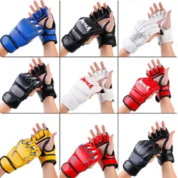 1 para profesjonalne rękawice bokserskie Kick MMA treningowe rękawice półpalcowe Karate Muay Thai Guantes De Boxeo darmowe rękawice bojowe