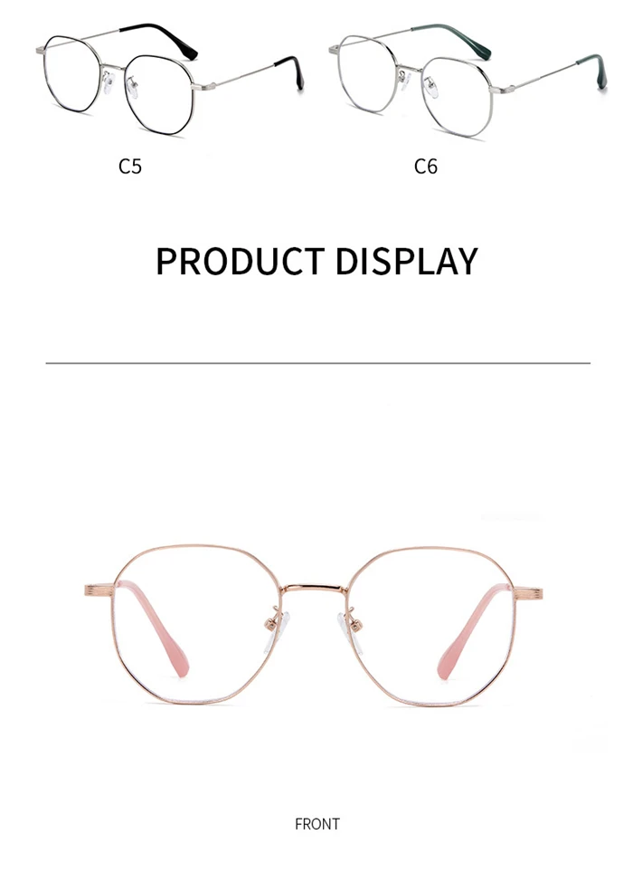 Metall Student Polygon Kurzsichtige Brille für Frauen Männer Roségold Rahmen Minus Sight Brillen Rezept 0-0,5 -0,75 bis -6,0 – Detail 5